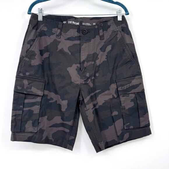 FOX Racing SLAMBOZO Cargo Shorts 2.0  Men Sz 30 Ripstop Black Camo 9” - Picture 1 of 16